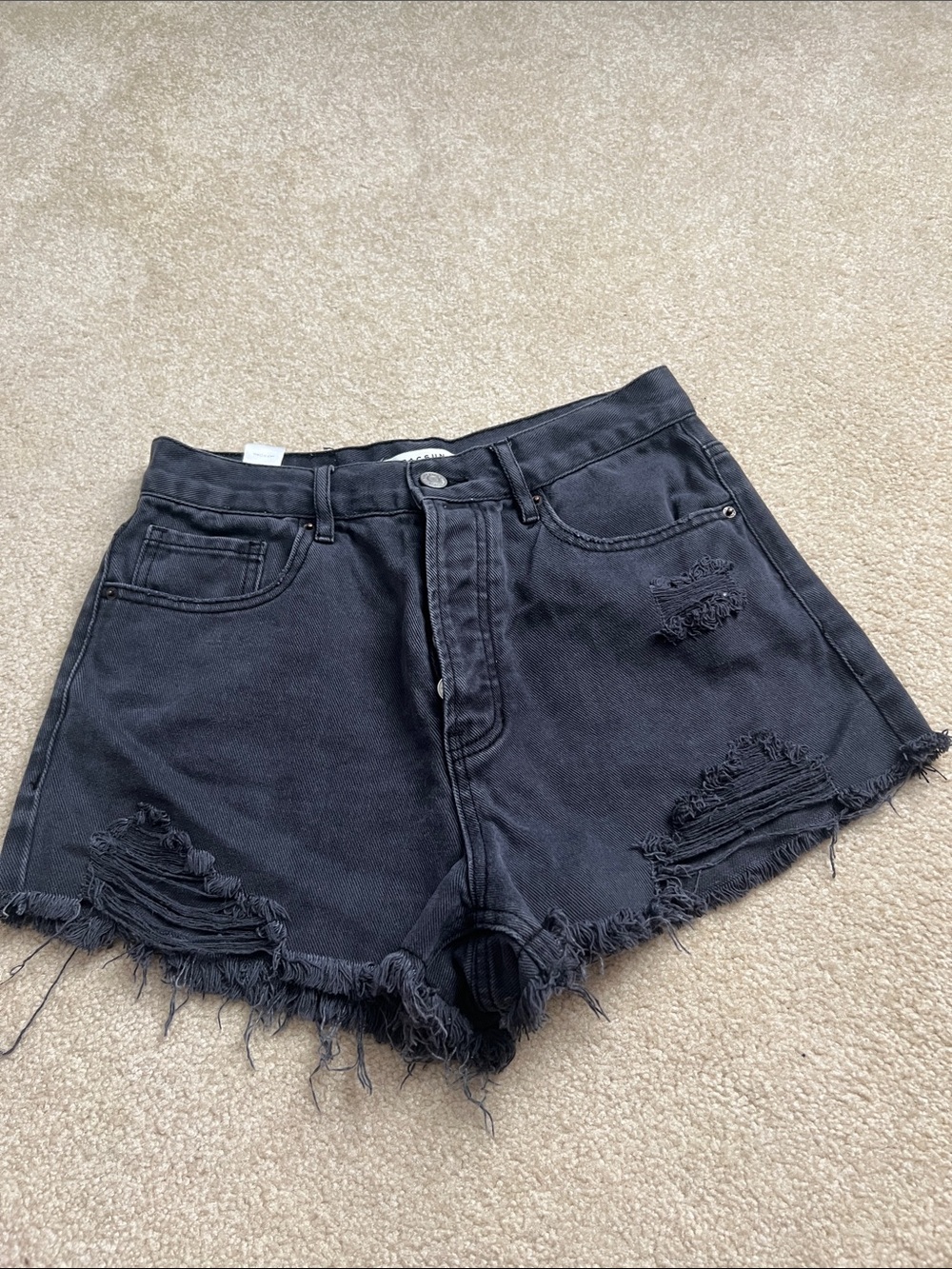 PacSun Black Distressed High-Waist Women's Denim Shorts